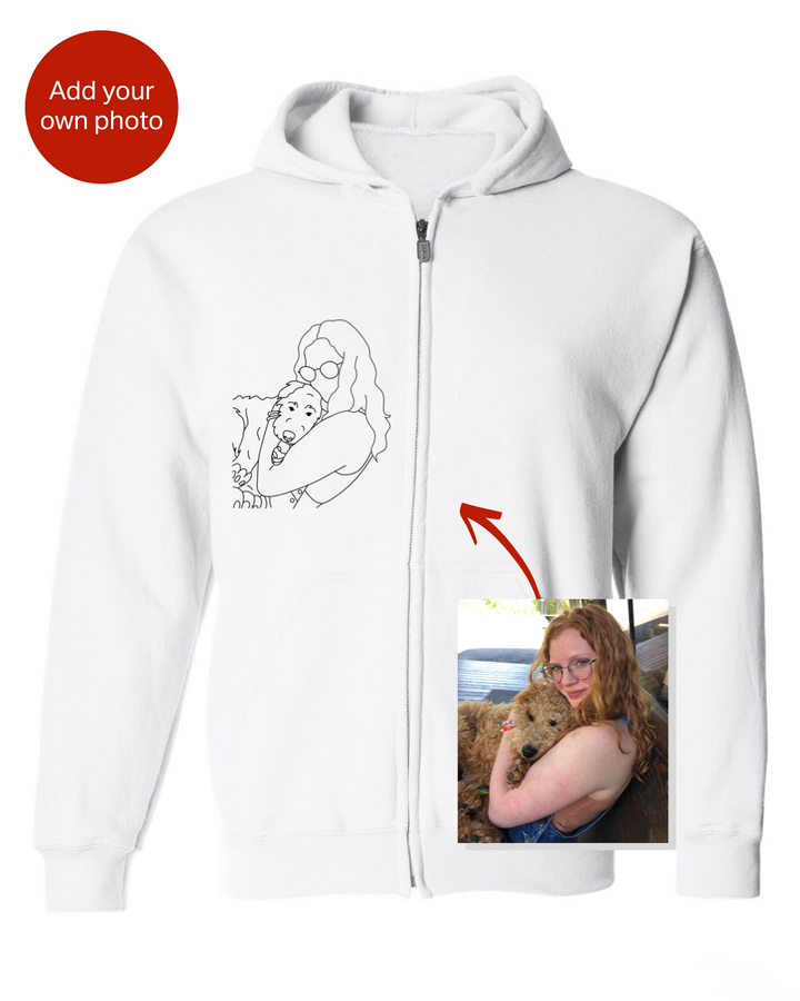 Personalisierter bestickter Kapuzenpullover mit Haustierportrait, Geschenk für Tierliebhaber
