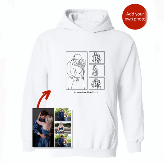 Personalized Embroidered Collage 4 Photos Hoodie Gift Ideas for Couples
