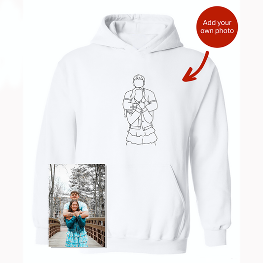 Personalized Embroidered Couples Hoodie with Photo Love Gift Ideas