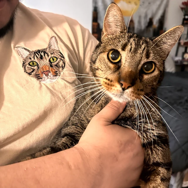 Personalized Pet Photo Portrait Sweatshirt Embroidered Cat Face and Name Hoodie Gift for Cat Parents Pet Lovers
