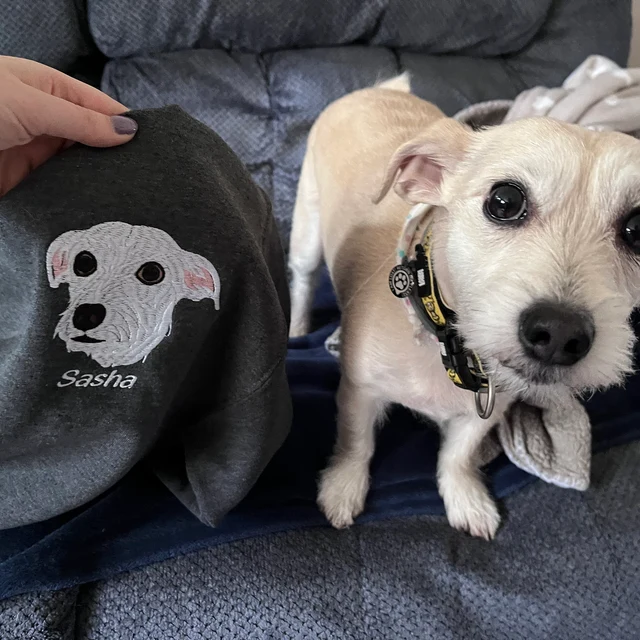 Personalized Pet Photo Portrait Sweatshirt Embroidered Cat Face and Name Hoodie Gift for Cat Parents Pet Lovers