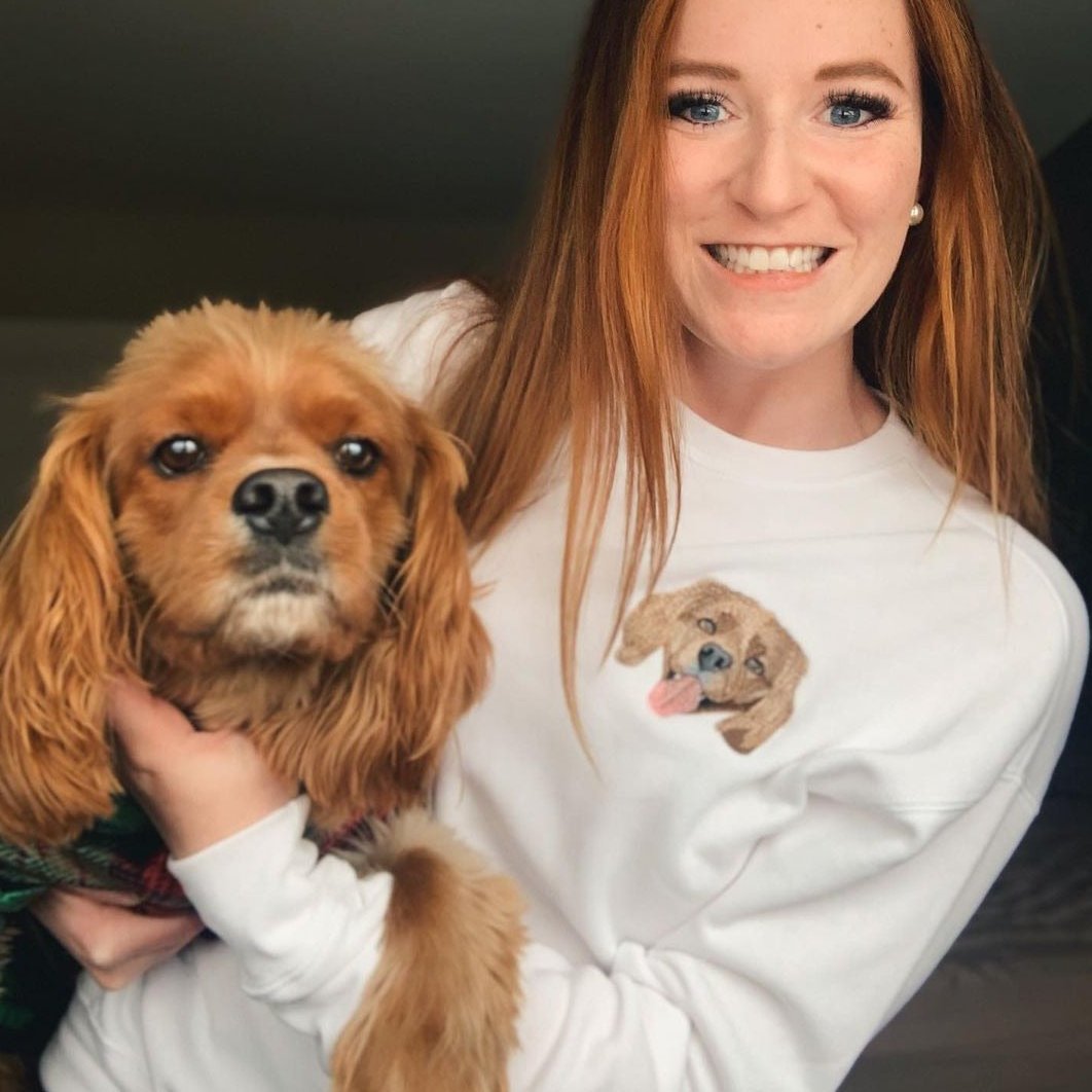 Embroidered Pet Portrait Hoodie with Pet Face Gift for Pet Lovers