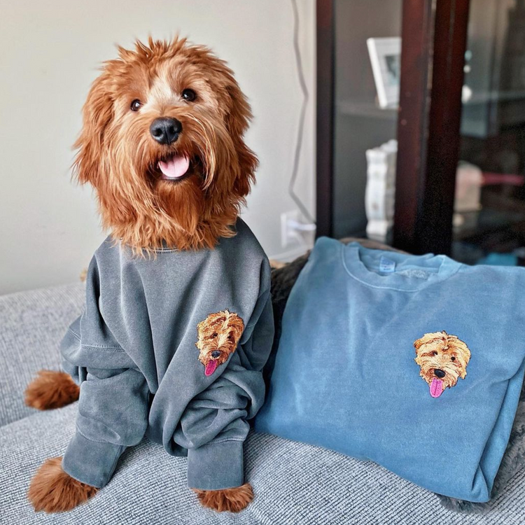 Embroidered Pet Portrait Hoodie with Pet Face Gift for Pet Lovers