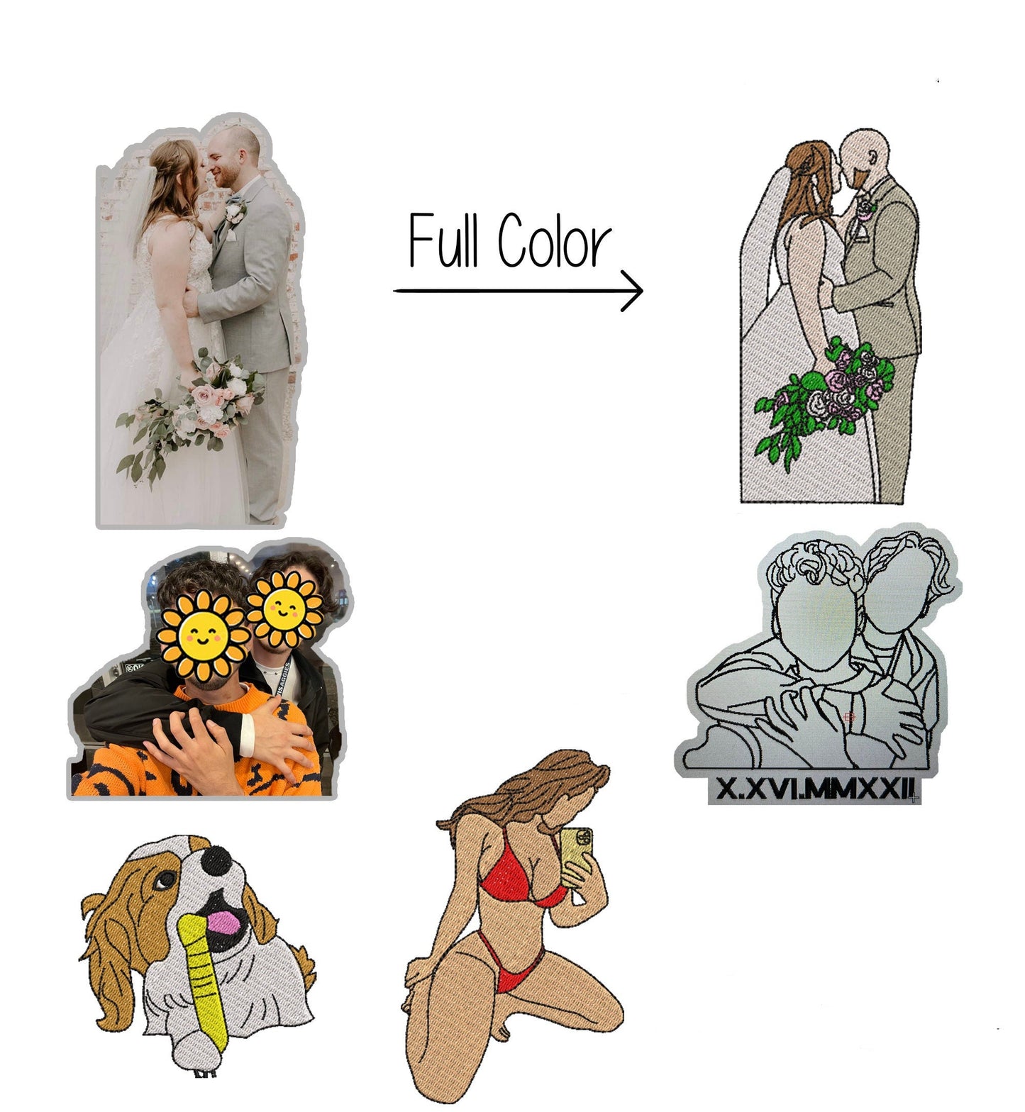 Custom Embroidered Couple Photo Portrait Matching Hoodie Sweatshirt Anniversary Valentines Day Couple Gifts