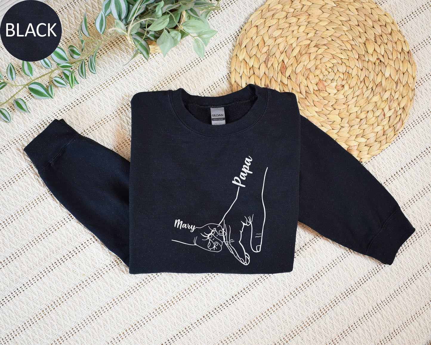 Personalisierter Papa Hoodie Kinder halten Papa Hände Vatertagsgeschenk