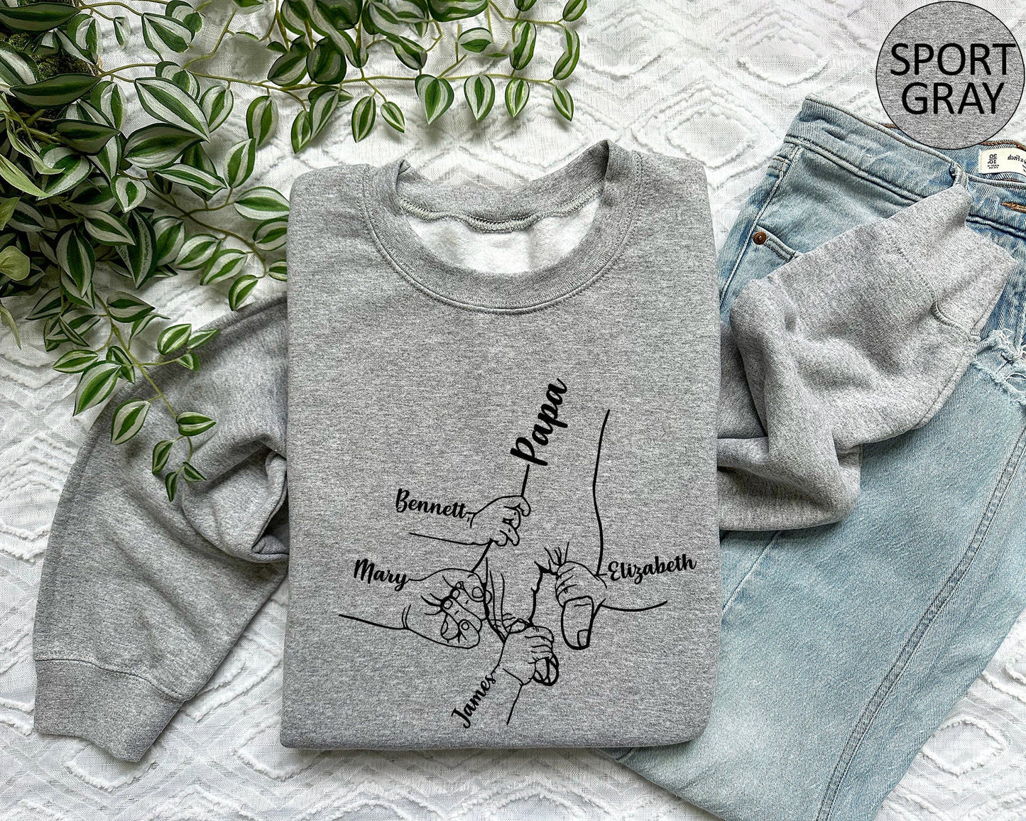 Personalisierter Papa Hoodie Kinder halten Papa Hände Vatertagsgeschenk